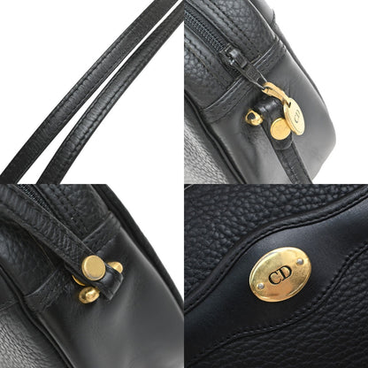 Christian Dior Vintage CD Logo Shoulder Bag Leather, BLACK, LEATHER, Shoulder bag