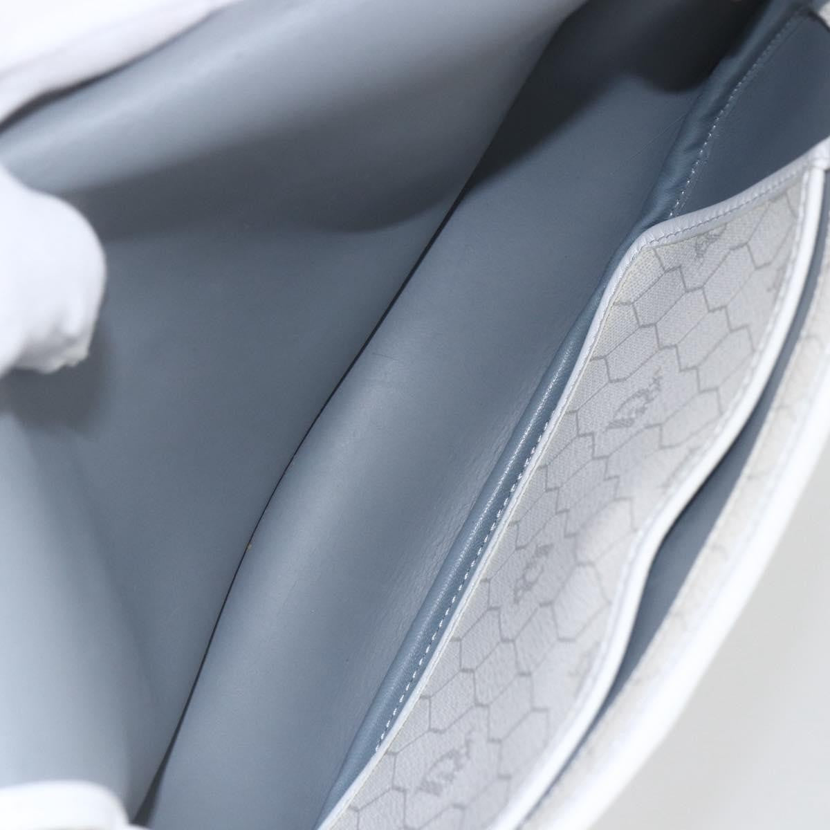 Christian Dior Vintage Honeycomb Flap Crossbody Bag Coated Canvas, WHITE, CANVAS, Shoulder bag