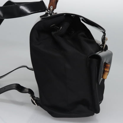 Gucci Vintage Bamboo Backpack Patent, BLACK, PATENT_LEATHER, Backpack