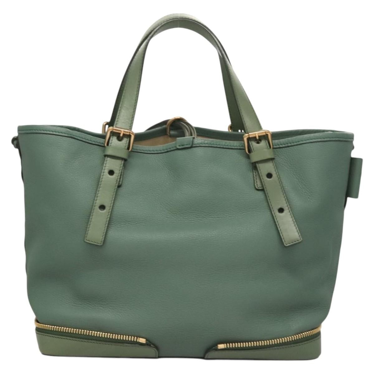 Chloe Ellen Moyen Tote Leather, GREEN, LEATHER, Tote bag