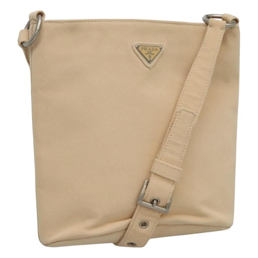 Prada Zip Messenger Canvas, BEIGE, CANVAS, Shoulder bag