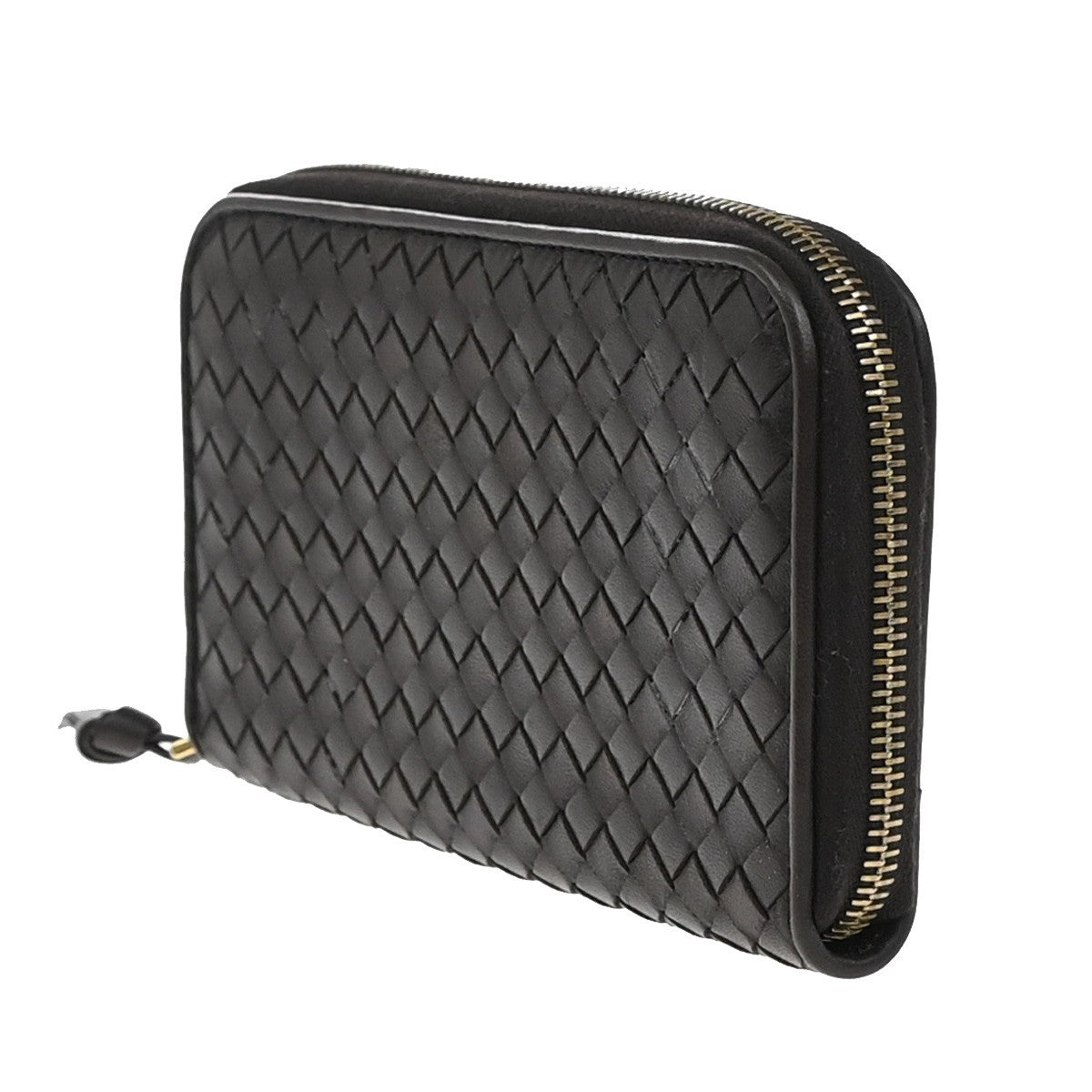 Bottega Veneta Intrecciato Long Zip  Wallet Leather, Brown, Leather, Wallet