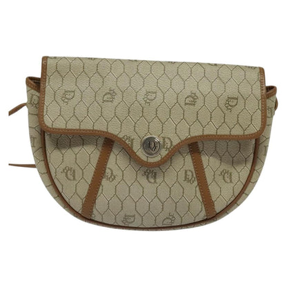 Christian Dior Vintage Honeycomb Shoulder Bag Canvas, BEIGE, CANVAS, Shoulder bag
