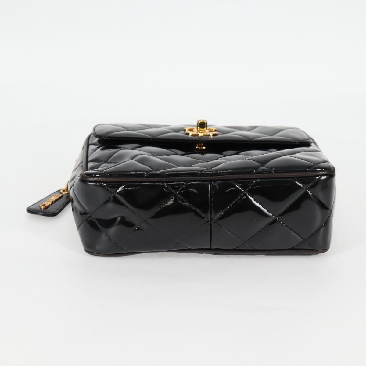 Chanel Vintage Square Front Pocket Camera Bag Quilted Patent, BLACK, PATENT_LEATHER, Crossbody bag