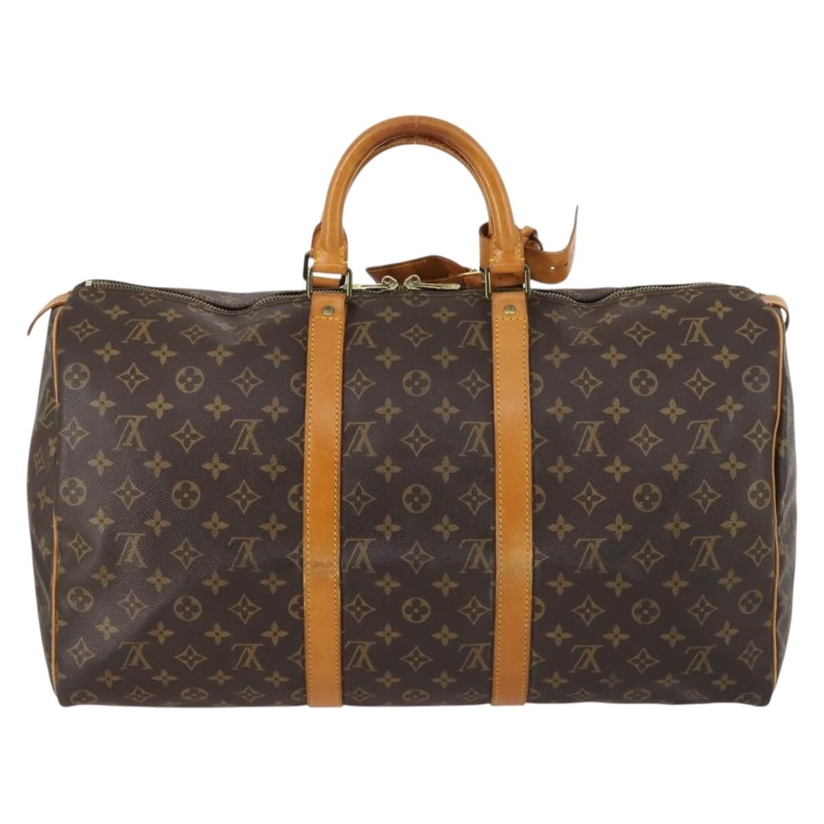 Louis Vuitton Keepall Bag Monogram Canvas, BROWN, CANVAS, Travel bag