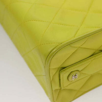 Chanel Vintage Metal Box Bag Quilted Lambskin, YELLOW, LEATHER, Handbag