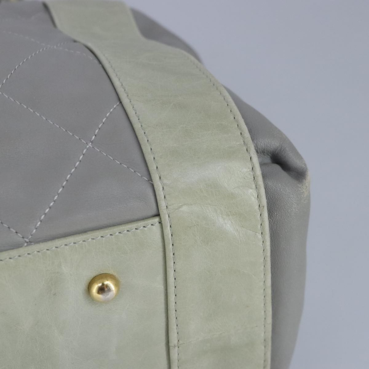 Chanel Chain Shoulder Bag Leather, GRAY, LEATHER, Shoulder bag