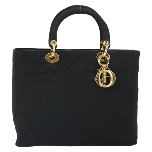 Christian Dior Vintage Lady Dior Bag Cannage Quilt Nylon, BLACK, NYLON, Handbag