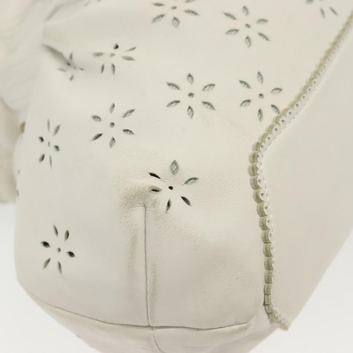 Salvatore Ferragamo Gancini handbag Leather, WHITE, LEATHER, Handbag