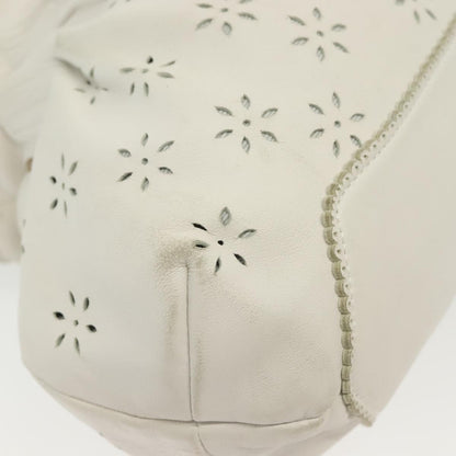 Salvatore Ferragamo Gancini handbag Leather, WHITE, LEATHER, Handbag