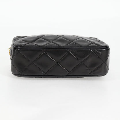 Chanel Vintage Diamond CC Camera Bag Quilted Lambskin, Black, Leather, Clutch