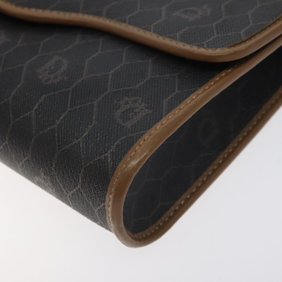 Christian Dior Vintage Honeycomb Flap Crossbody Bag Coated Canvas, BLACK, CANVAS, Crossbody bag