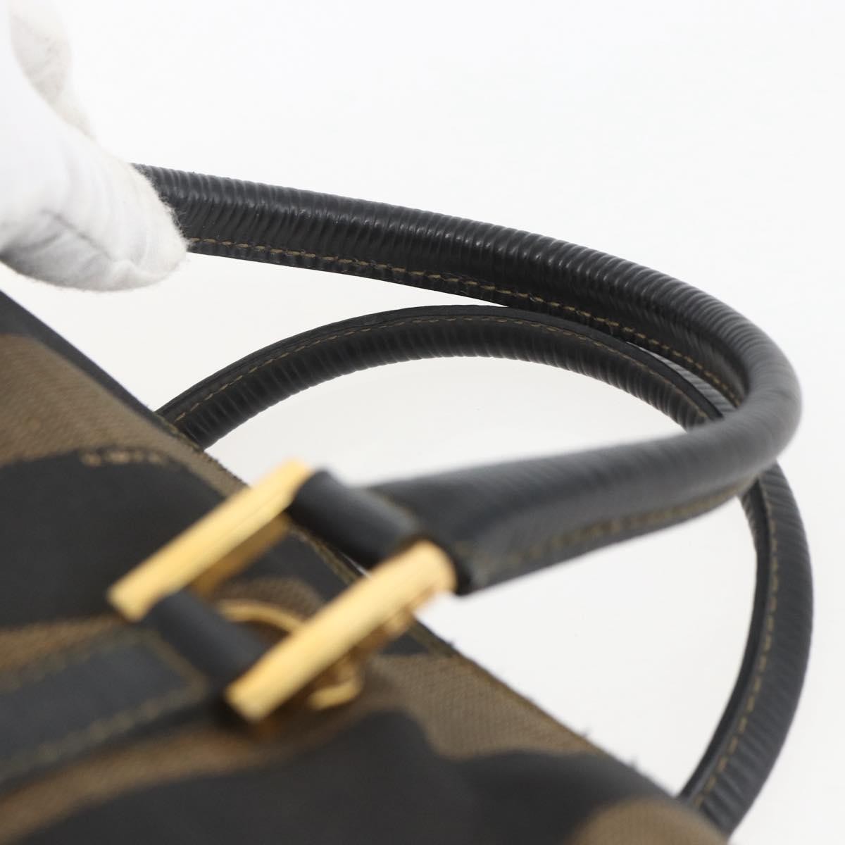 Fendi Vintage Pequin Convertible Boston Bag Coated Canvas, BROWN, CANVAS, Travel bag