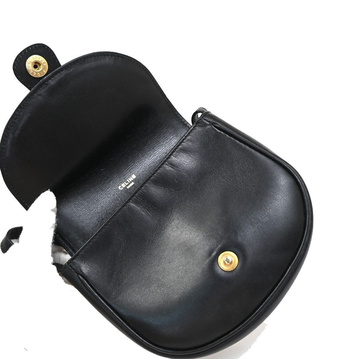 Celine Vintage Shoulder Bag Leather, BLACK, LEATHER, Shoulder bag