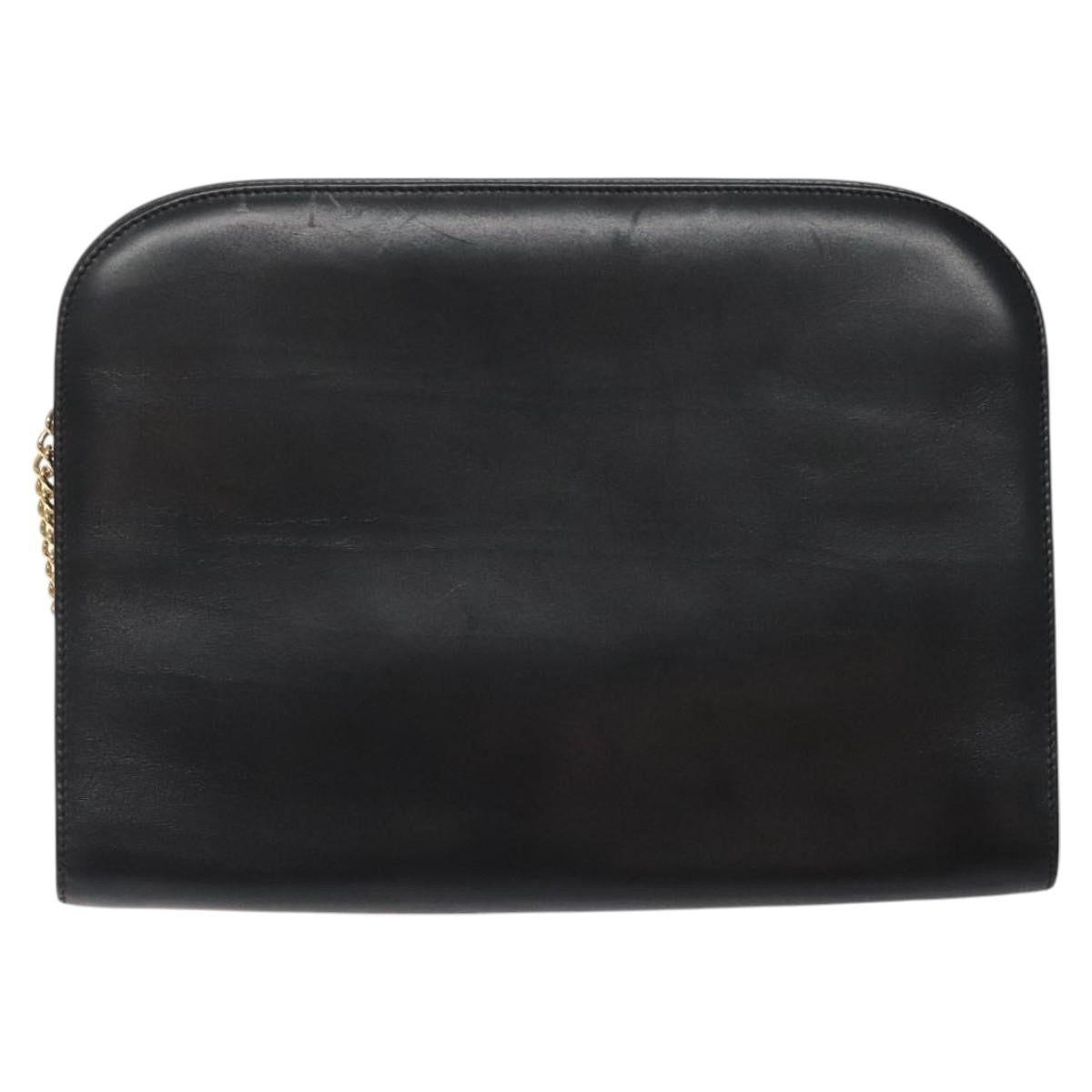 Salvatore Ferragamo Vintage Gancini Chain Shoulder Bag Leather, BLACK, LEATHER, Shoulder bag