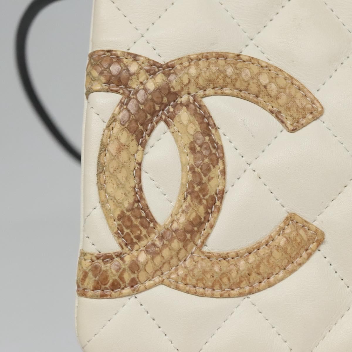 Chanel Cambon Crossbody Bag Quilted Leather, WHITE, LEATHER, Shoulder bag