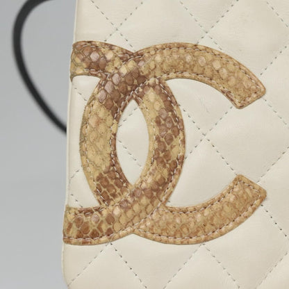 Chanel Cambon Crossbody Bag Quilted Leather, WHITE, LEATHER, Shoulder bag