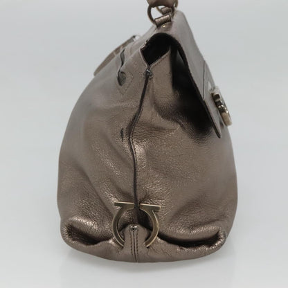 Salvatore Ferragamo Sofia Satchel Smooth Leather, GOLD, LEATHER, Handbag