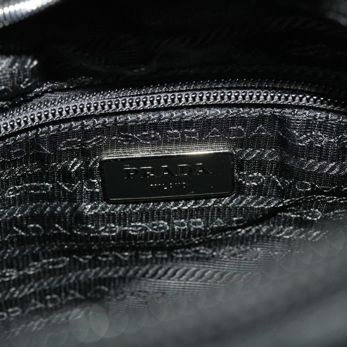 Prada Zip Messenger Bag Horizontal Quilt Tessuto, BLACK, NYLON, Shoulder bag