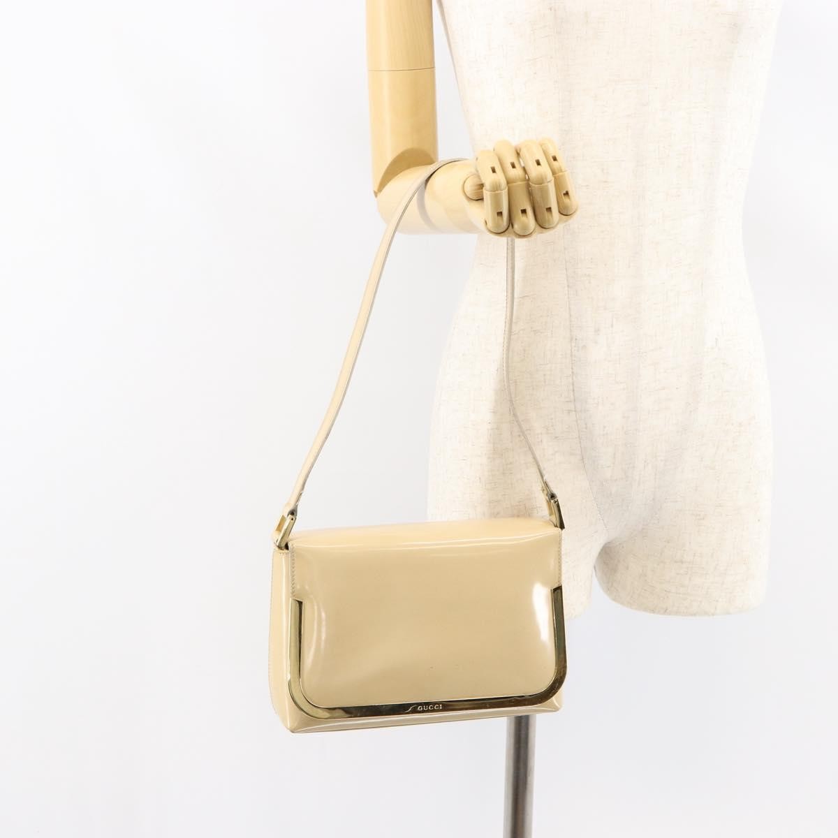 Gucci Vintage Shoulder Bag Patent leather, BEIGE, PATENT_LEATHER, Shoulder bag
