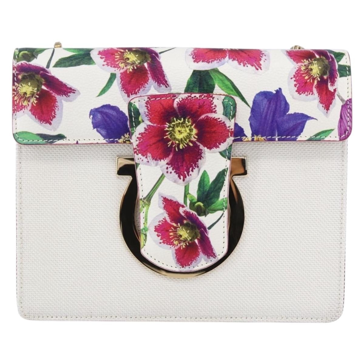 Salvatore Ferragamo Vintage Gancini Chain Shoulder Bag Canvas, MULTICOLOUR, CANVAS, Shoulder bag