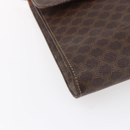 Celine Vintage Macadam Circle Logo Shoulder Bag Canvas and Leather, BROWN, CANVAS, Shoulder bag