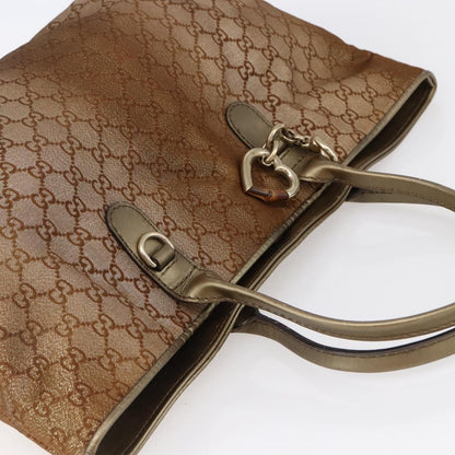 Gucci Heart Bit Open Tote GG Canvas with Leather, BEIGE, CANVAS, Tote bag