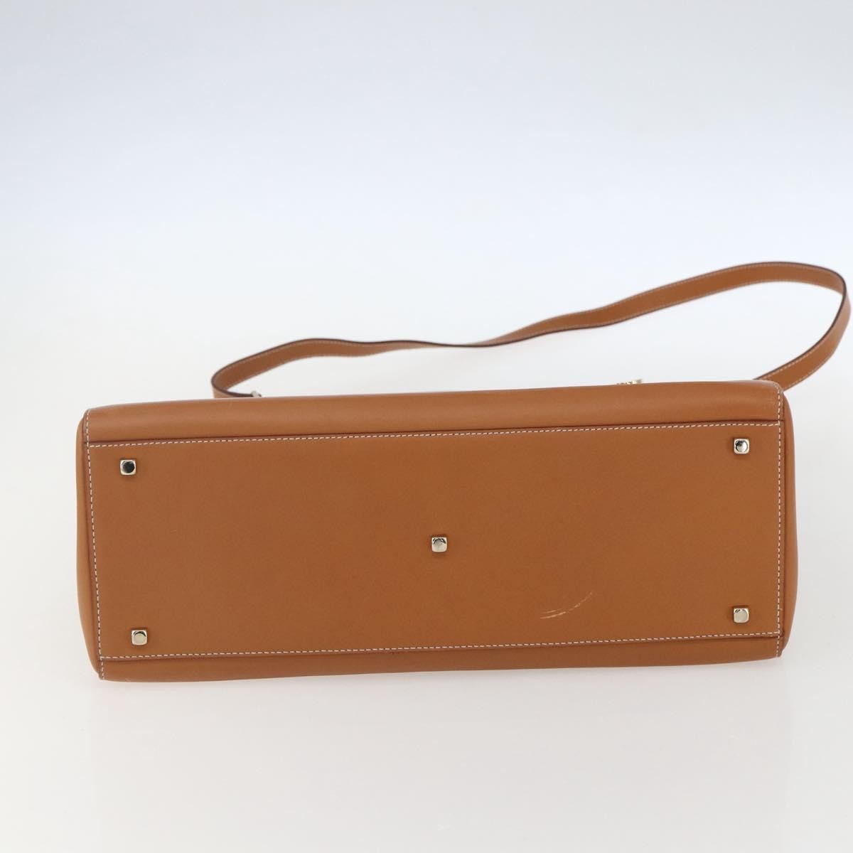 Salvatore Ferragamo Gancini handbag Leather, BROWN, LEATHER, Handbag