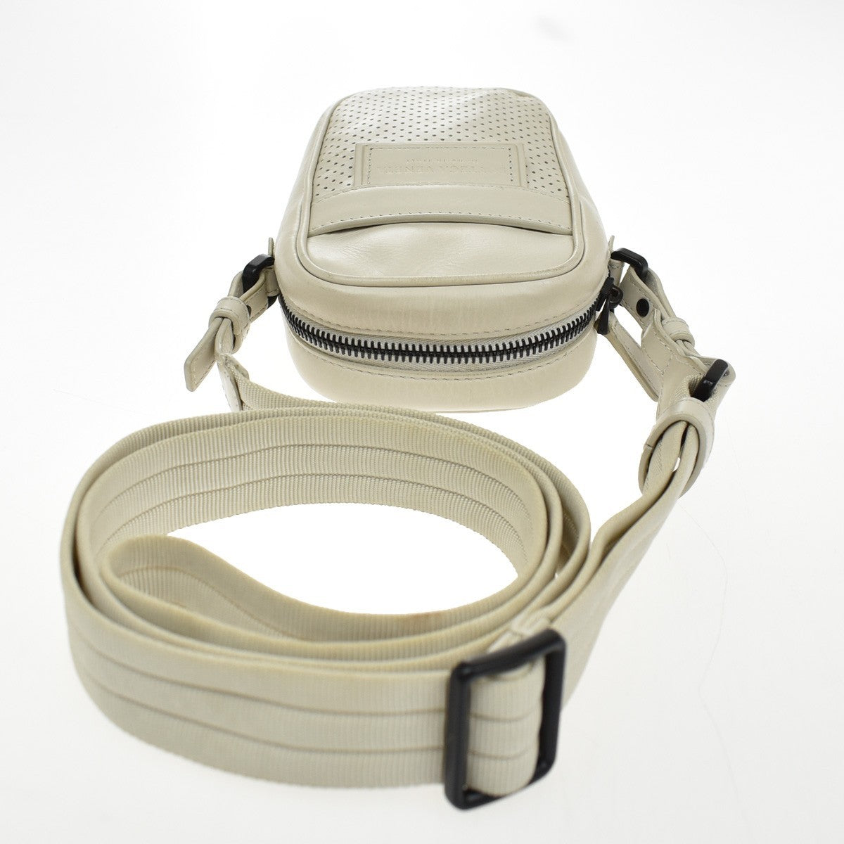 Bottega Veneta Leggero Waist Bag Perforated Leather, WHITE, LEATHER, Travel bag