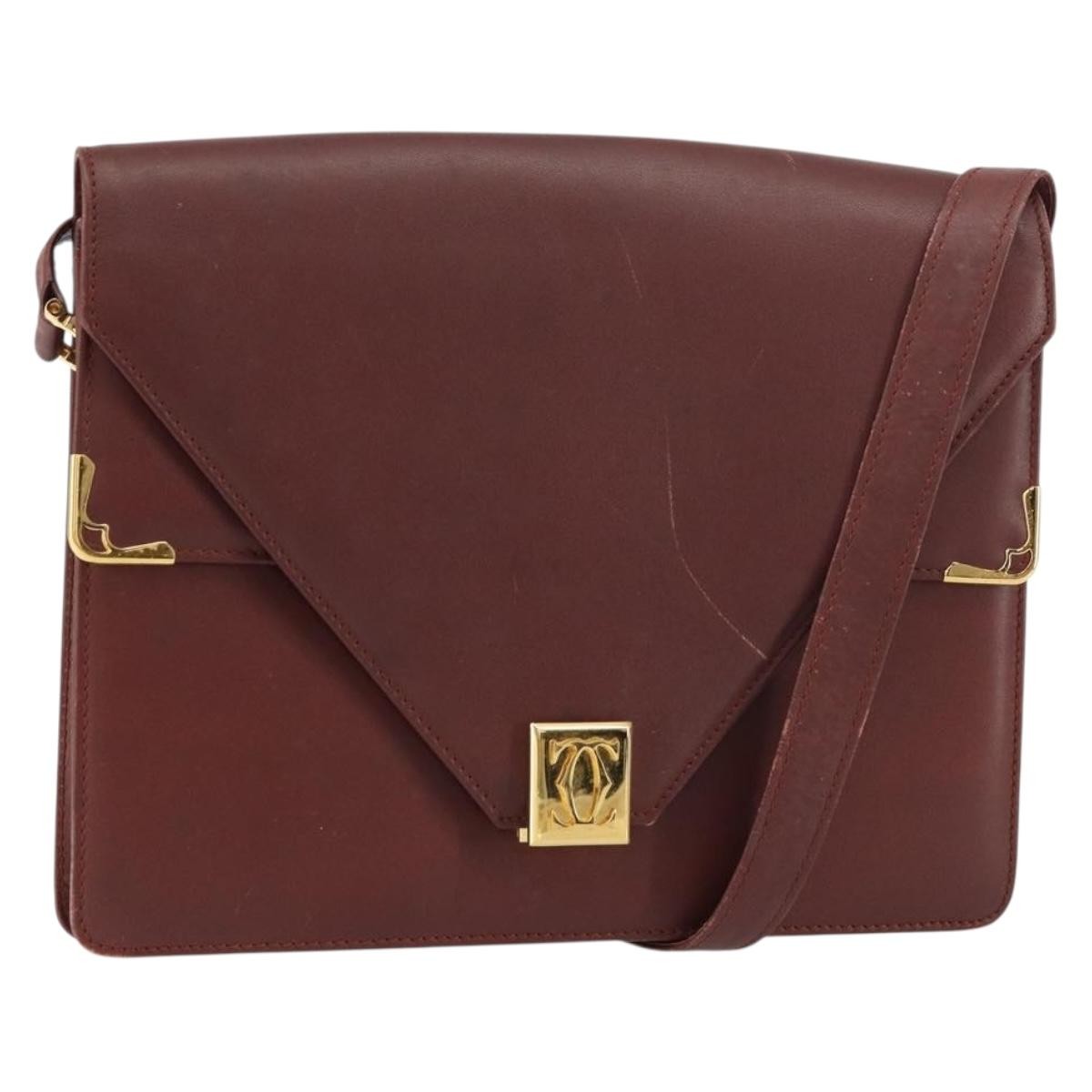 cartier Must de Cartier Shoulder Bag Leather, BURGUNDY, LEATHER, Shoulder bag