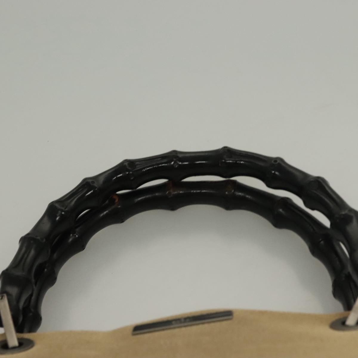 Gucci Vintage Bamboo Handle Tote Canvas, BEIGE, CANVAS, Tote bag