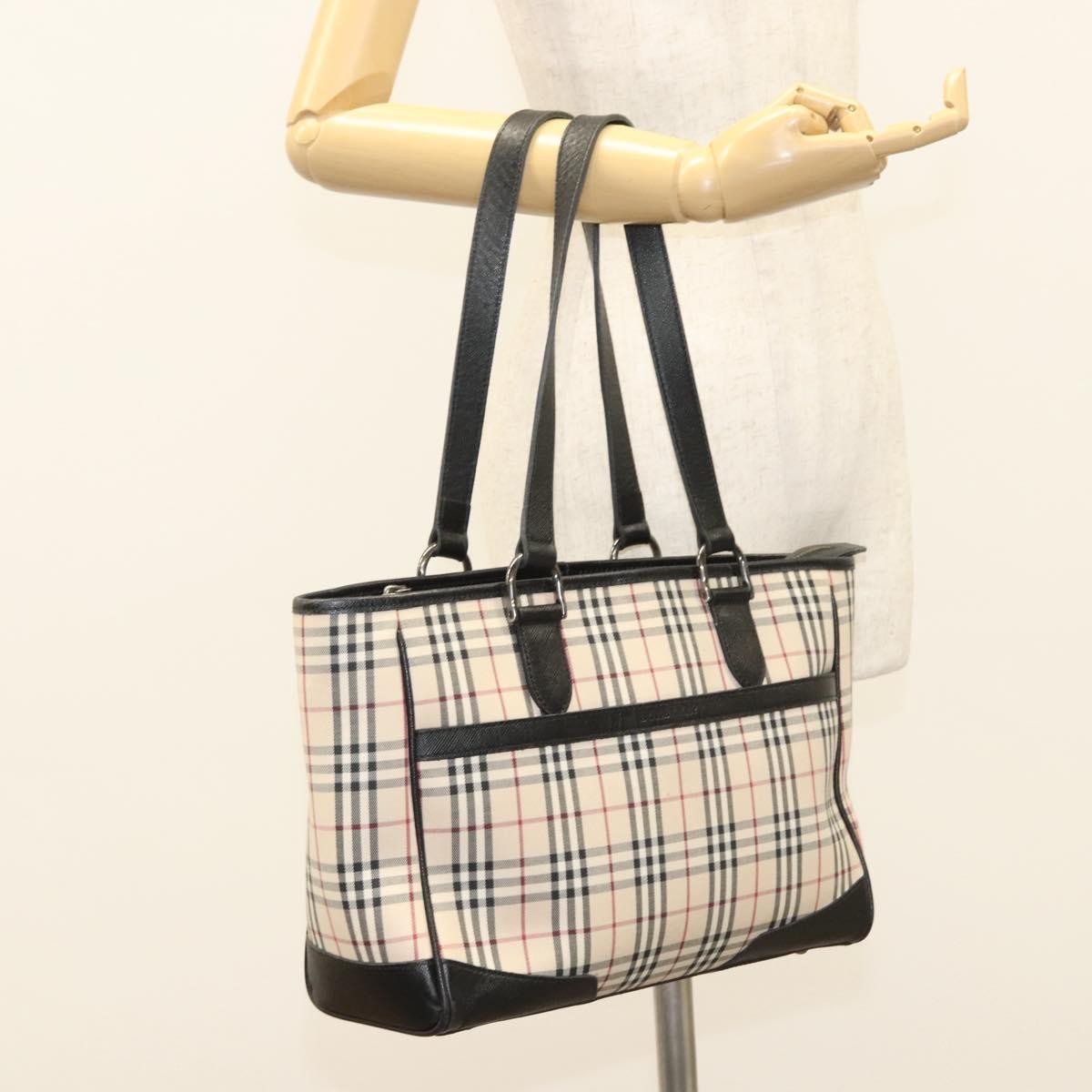 Burberry Nova Check Tote Canvas and Leather, BEIGE, CANVAS, Tote bag
