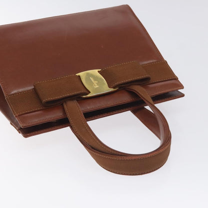 Salvatore Ferragamo Convertible Vara Bow Tote Leather, BROWN, LEATHER, Handbag