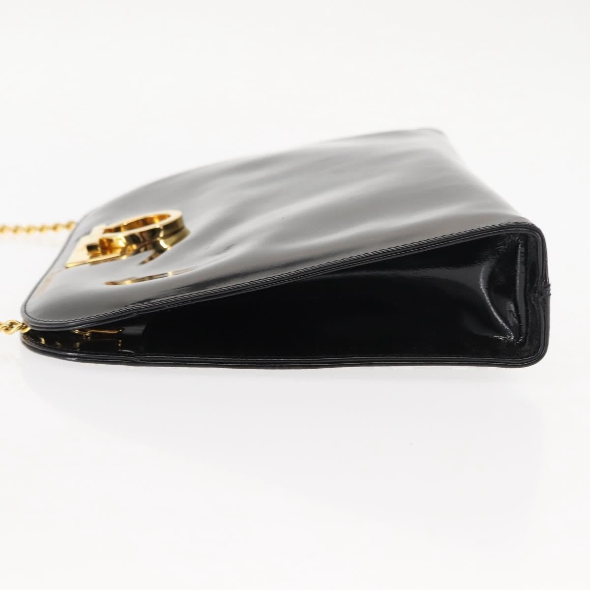 Salvatore Ferragamo Vintage Gancini Chain Shoulder Bag Patent Leather, BLACK, PATENT_LEATHER, Shoulder bag