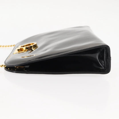 Salvatore Ferragamo Vintage Gancini Chain Shoulder Bag Patent Leather, BLACK, PATENT_LEATHER, Shoulder bag