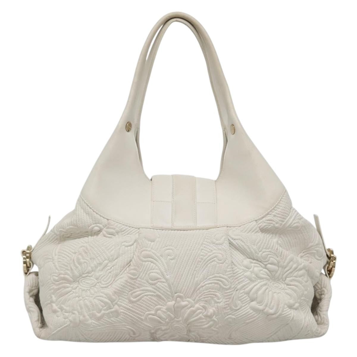 Bvlgari Chandra Hobo Leather, White, Leather, Handbag