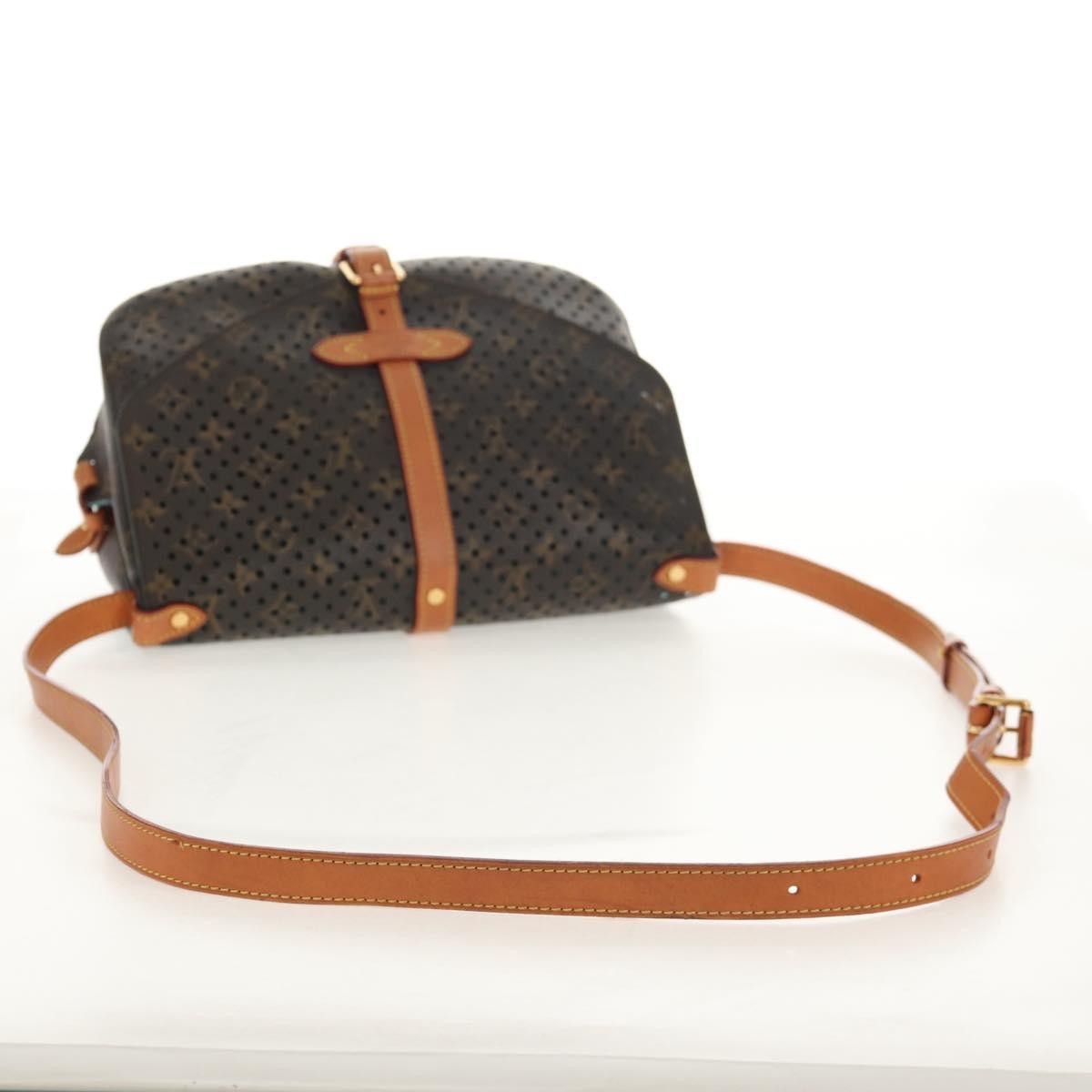Louis Vuitton Flore Saumur Handbag Perforated Monogram Canvas, BROWN, CANVAS, Shoulder bag