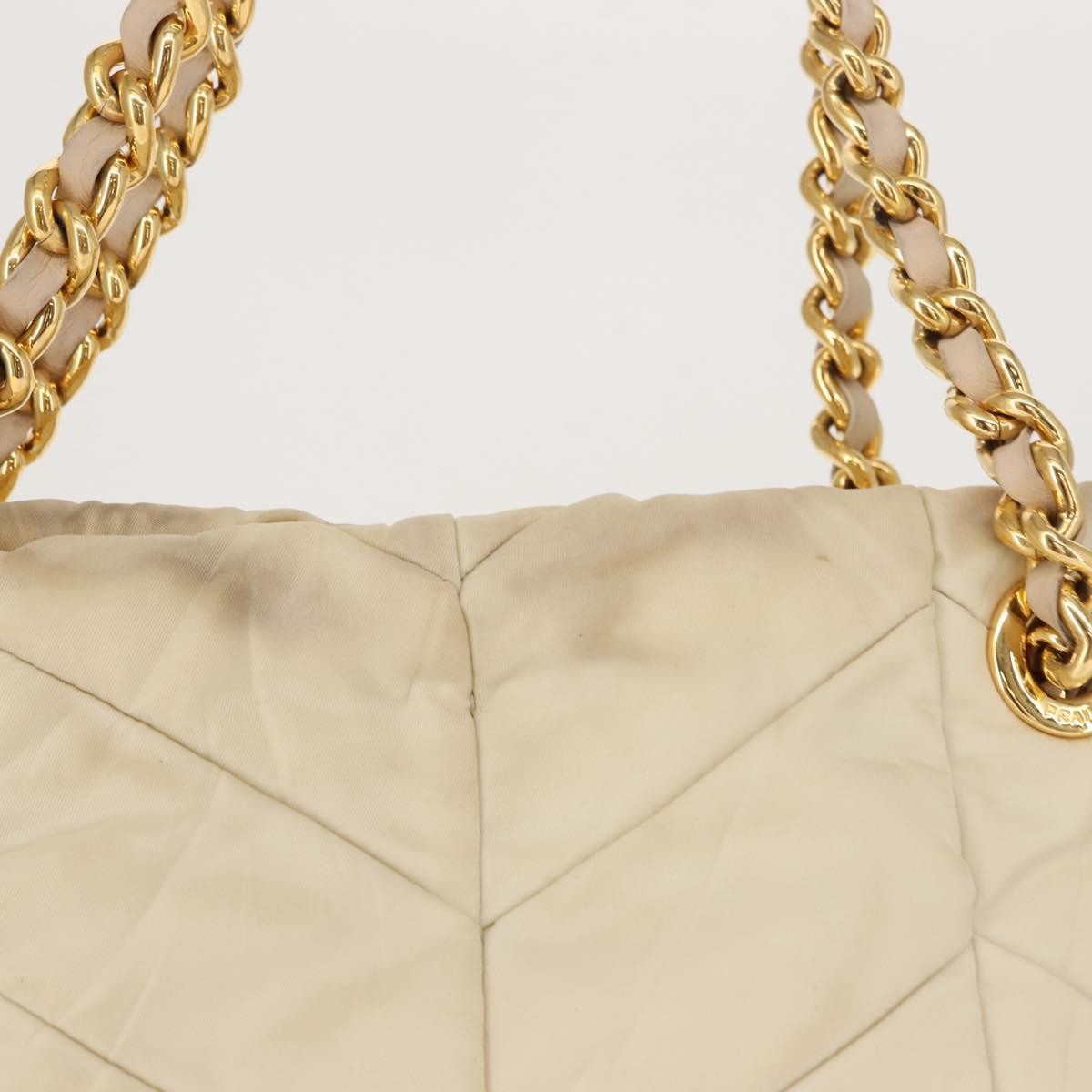 Prada Chain Front Zip Tote Quilted Tessuto, BEIGE, NYLON, Tote bag