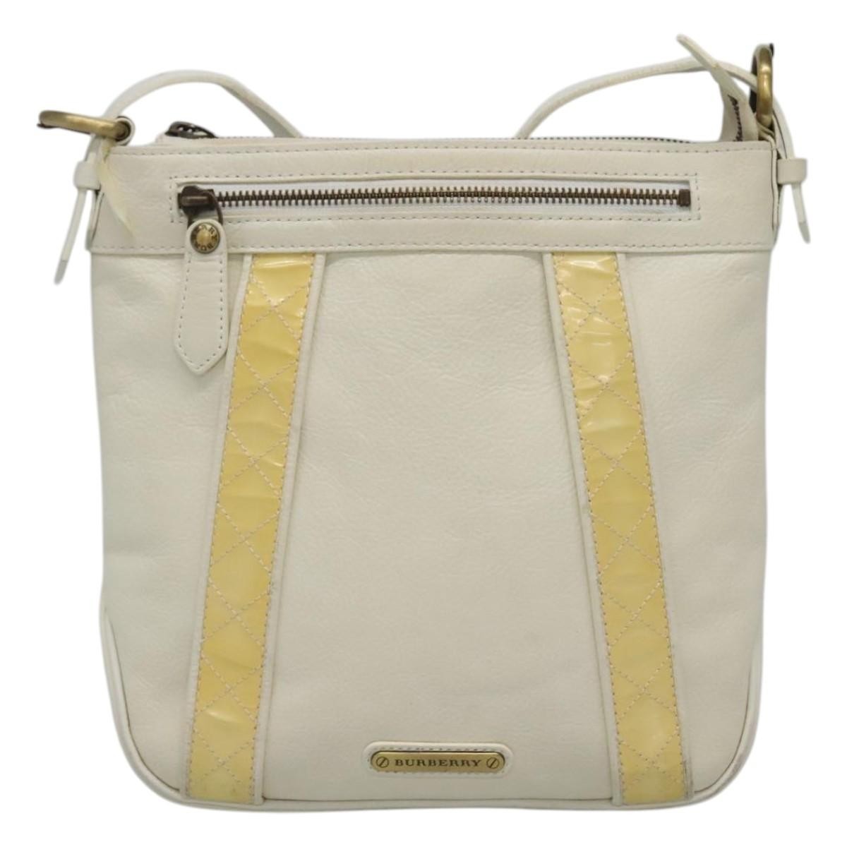 Burberry Vintage Shoulder Bag Leather, WHITE, LEATHER, Shoulder bag