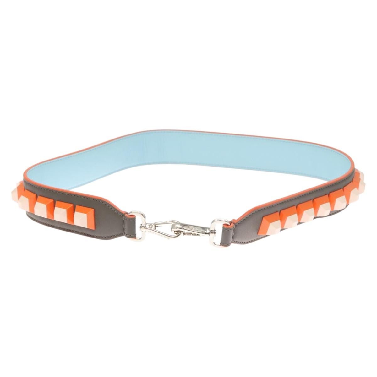 Fendi Strap You Shoulder Strap Leather, GRAY, LEATHER, Straps