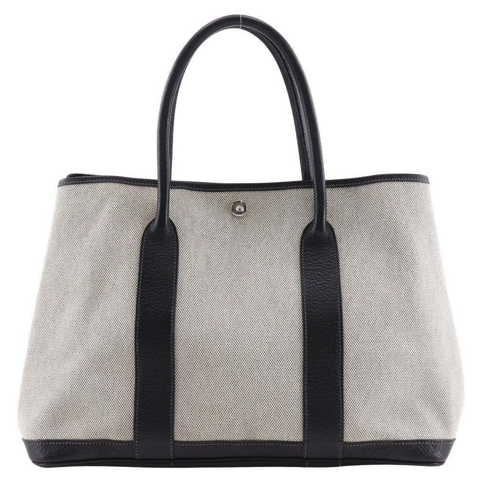 Hermes Garden Party Tote Toile and Leather, GRAY, CANVAS, Tote bag