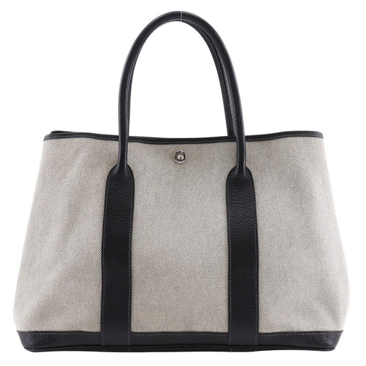 Hermes Garden Party Tote Toile and Leather, GRAY, CANVAS, Tote bag