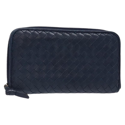 Bottega Veneta Intrecciato Wallet Leather, NAVY, LEATHER, Wallets