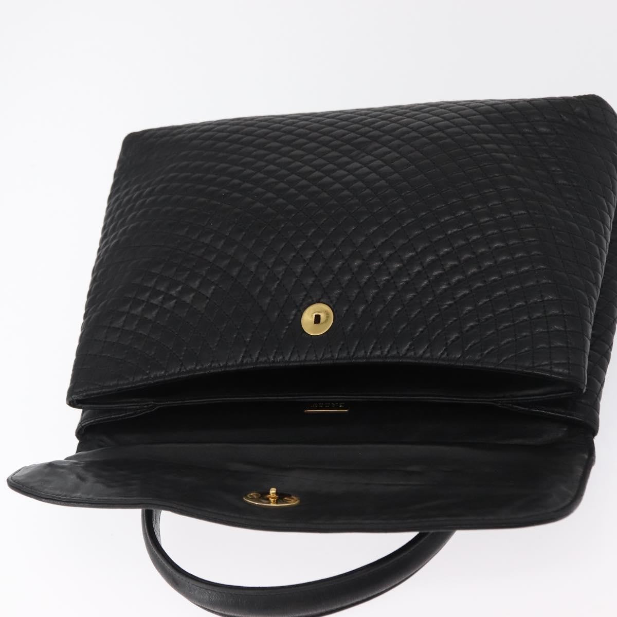 Bally Vintage Handbag Quilted Leather, BLACK, LEATHER, Handbag