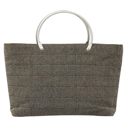 Chanel Vintage Chocolate Bar Tote Quilted Canvas, GRAY, CANVAS, Tote bag