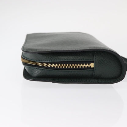Louis Vuitton Pochette Baikal Clutch Taiga Leather, GREEN, LEATHER, Clutche & pouche