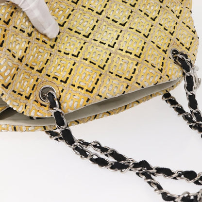 Chanel Just Mademoiselle Bag Woven Stitch Patent, YELLOW, PATENT_LEATHER, Shoulder bag