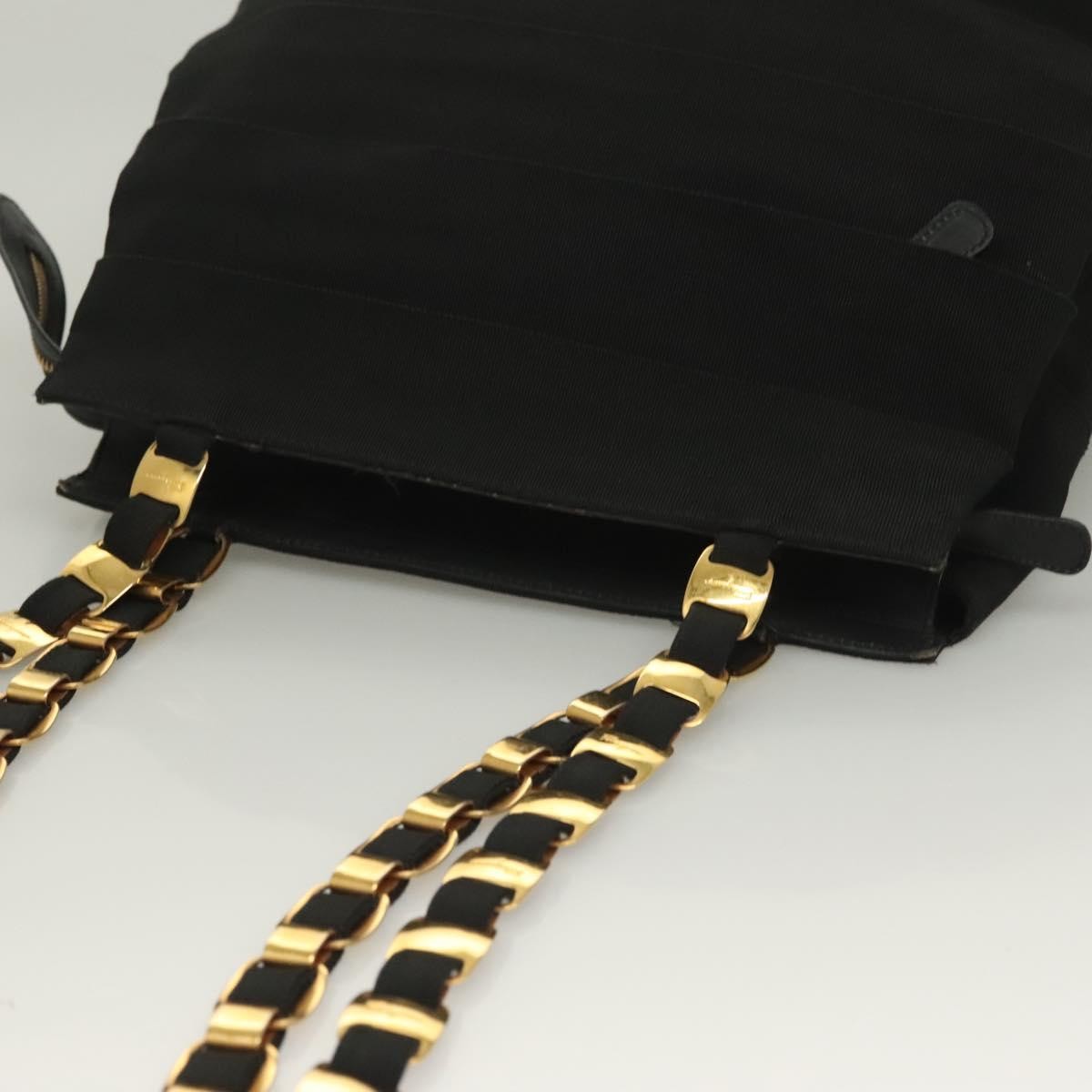 Salvatore Ferragamo Vala Shoulder Bag Canvas, BLACK, CANVAS, Shoulder bag