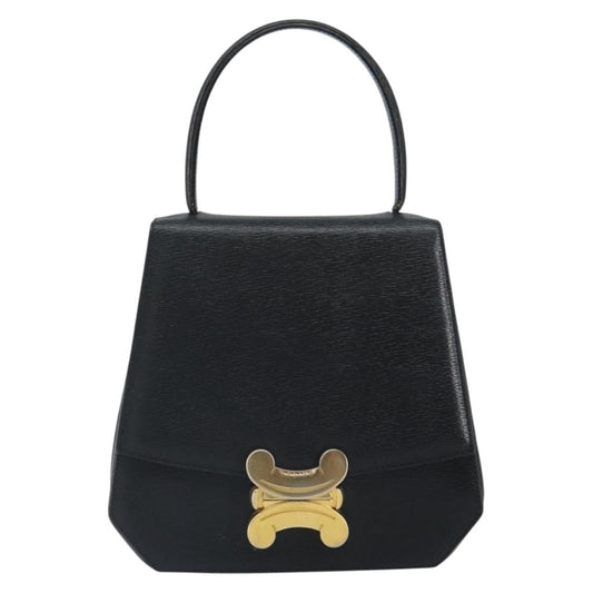 Celine Vintage Triomphe Flap Bag Leather, BLACK, LEATHER, Handbag