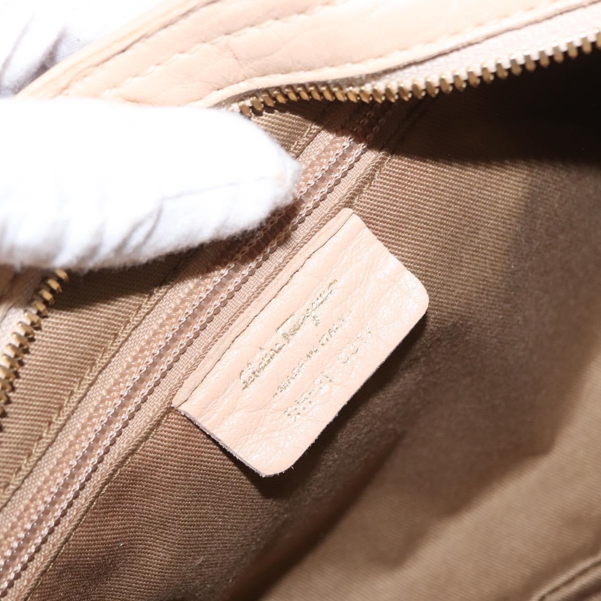 Salvatore Ferragamo Gancini handbag Leather, BEIGE, LEATHER, Handbag